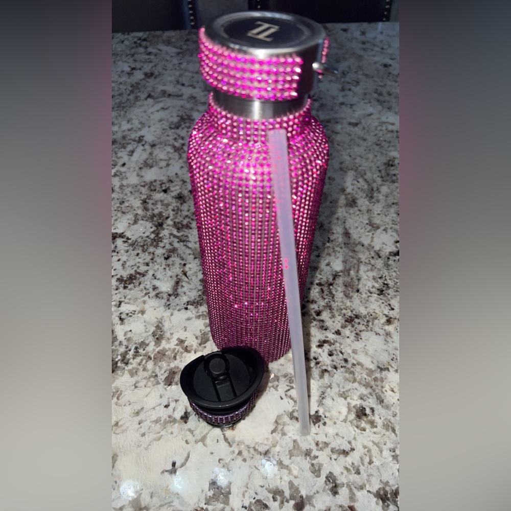 Tomo Original Pink rhinestone stainless steel bottle 25oz  straw & extra lid